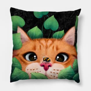 Cat in the leaves Pillow