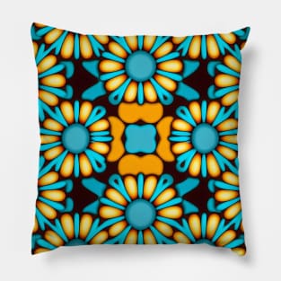 Boho Daisy Chain | Aqua with Yellow Daisies Pillow