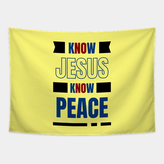 Know Jesus Know Peace | Christian Typography Tapestry by All Things Gospel