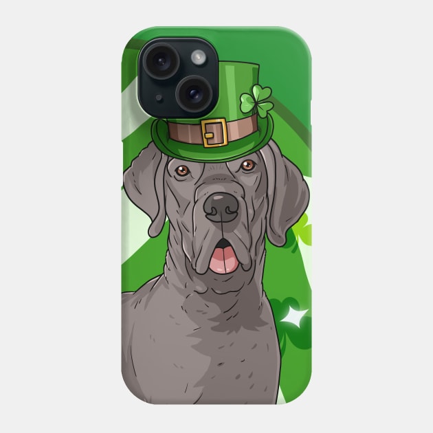 Great Dane Dog St Patricks Day Leprechaun Phone Case by Noseking