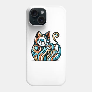 Pop art cat illustration. cubism cat illustration Phone Case