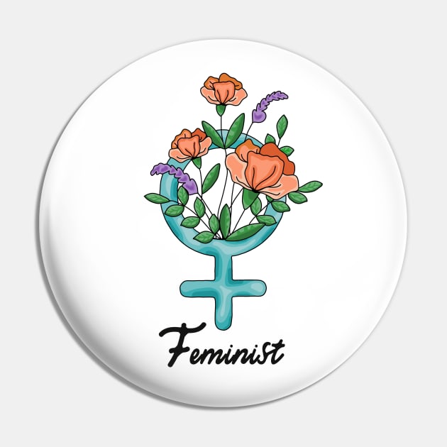 Feminist Flowers Pin by Slightly Unhinged