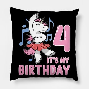 Fourth 4th Unicorn Ballerina Children's Birthday Pillow