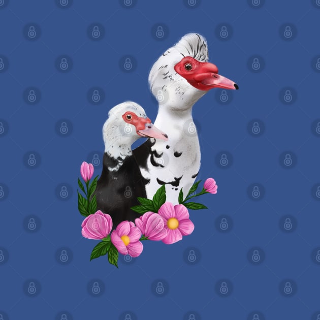 Muscovy duck couple by Jurassic Ink