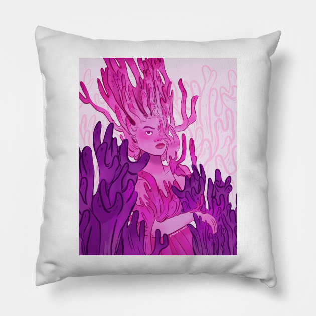 Violet Coral Mushroom Pillow by rebecaalvarezz
