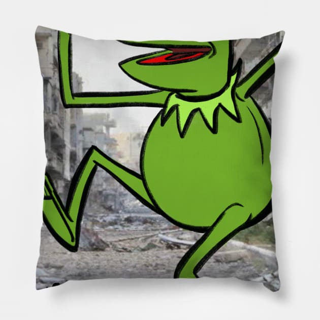 Kermit the frog mosh Pillow by doubletony