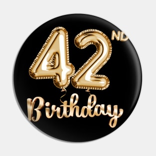 42nd Birthday Gifts - Party Balloons Gold Pin