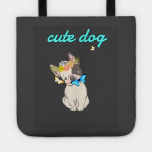 cute dog with pretty butterflies and flowers Tote