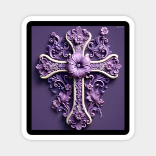 Beautiful Purple Filigree Cross Magnet