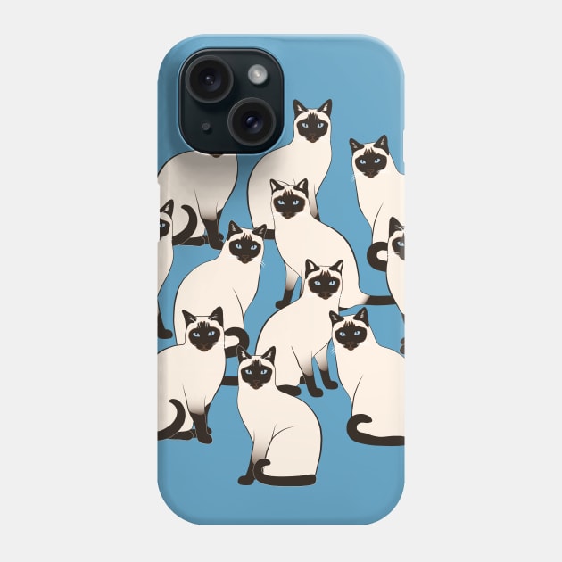 Siamese Cats Circle Phone Case by nadyabasos