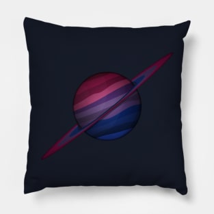 Planet and Rings in Bisexual Pride Flag Colors Pillow