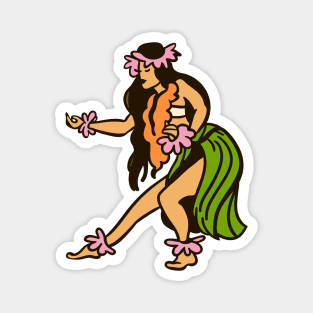 Retro Hawaiian Hula Girl Illustration Magnet