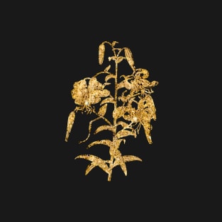 Vintage Gilded Tiger Lily Botanical Gold Leaf T-Shirt