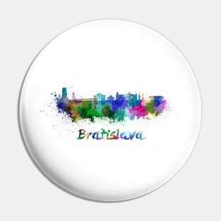 Bratislava skyline in watercolor Pin