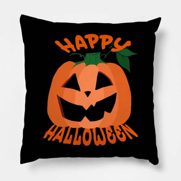 Happy Halloween Jack O' Lantern Pillow by KangarooZach41