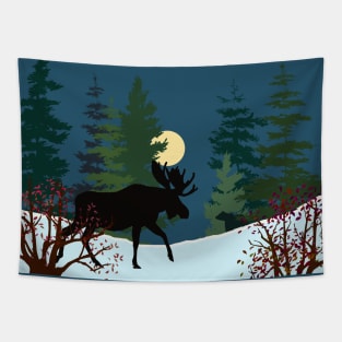 The Moose, the Bear and the Moon Tapestry