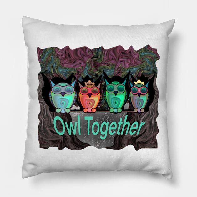 Owl Together Pillow by Zenferren