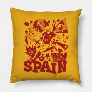 Vintage Spanish Football // Retro Grunge Spain Soccer 2022 Pillow