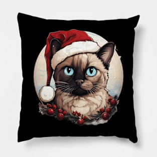 Christmas Siamese Cat Pillow