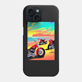 SURREAL RETRO MOTORCYCLES ON A BEACH Phone Case