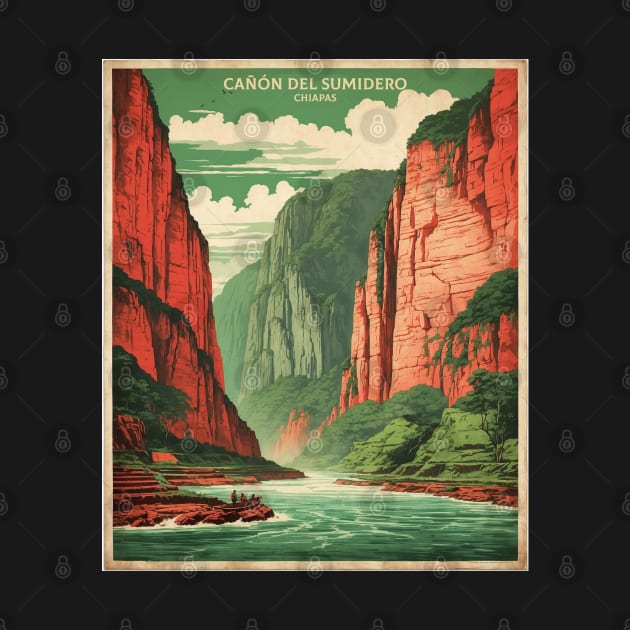 Cañon del Sumidero Chiapas Mexico Vintage Poster Tourism by TravelersGems