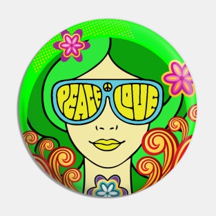 Peace And Love - Hippie Chick Pin