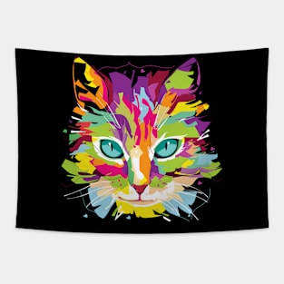 Cat Face Multi-Colored Tapestry