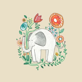 Elephant Among Flowers T-Shirt