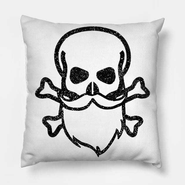 Skull and Beard - Black Pillow by Tatted_and_Tired