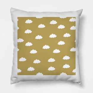 White clouds in green yellow background Pillow