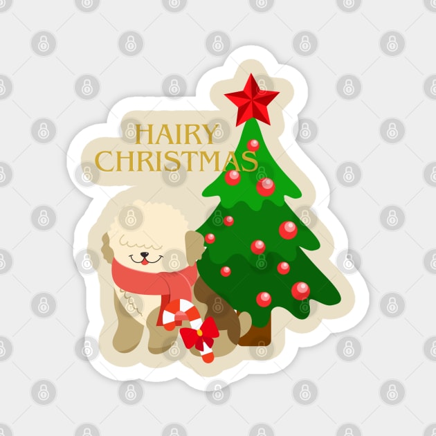 Hairy Christmas Dog Magnet by LoveofDog