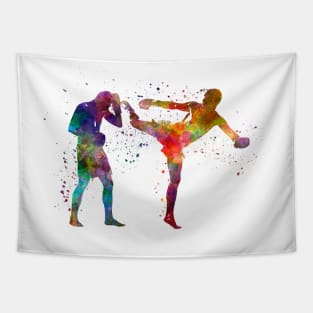 Boxing-muay thai in watercolor Tapestry