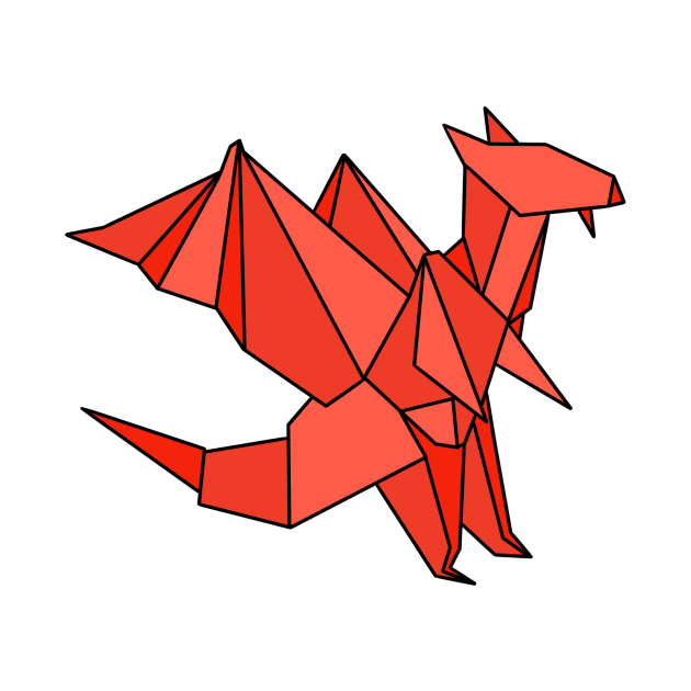 Red origami dragon by CalliesArt