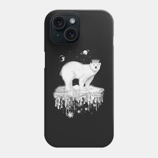 Polar bear with crown on ice floe Phone Case