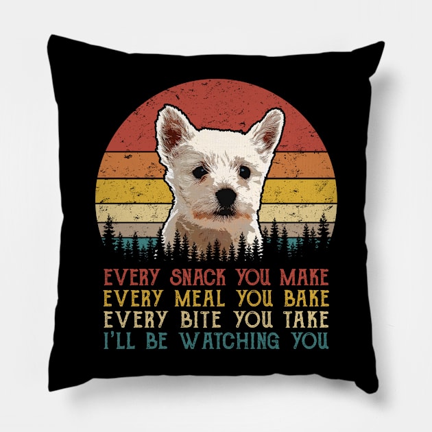 Vintage Every Snack You Make Every Meal You Bake West Highland White Terrier Pillow by SportsSeason