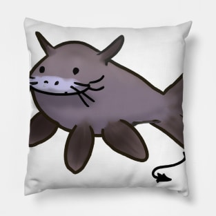 Cute Catfish Drawing Pillow