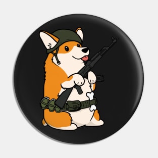 cute soldier war corgi Pin