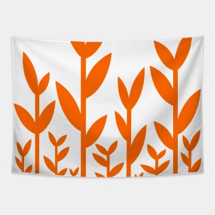 Orange leafy tree plant shoots pattern design Tapestry