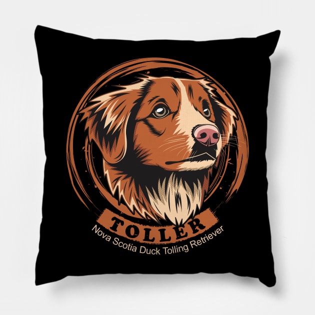 Toller Nova Scotia Duck Tolling Retriever Pillow by welovetollers