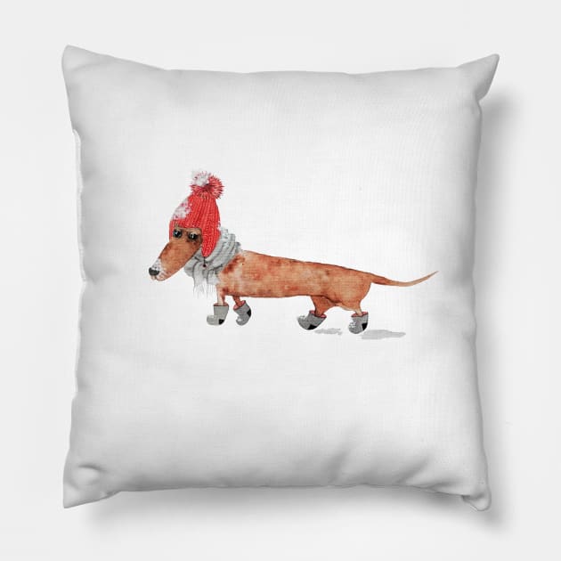 Funny Dachshound Lover Gift Pillow by Anna Hlimankova