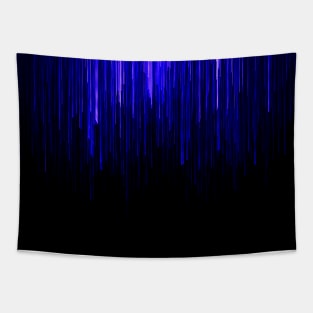 Electric Blue Dripping Lines Tapestry