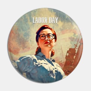 Labor Day: Resilience and Dedication of the American Workforce on a Dark Background Pin