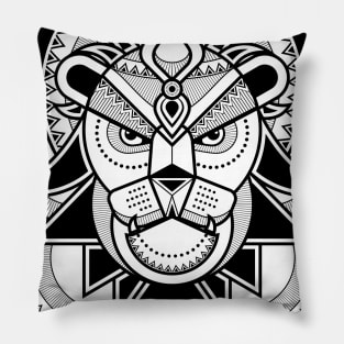 Lion head with crown illustration graphic Pillow