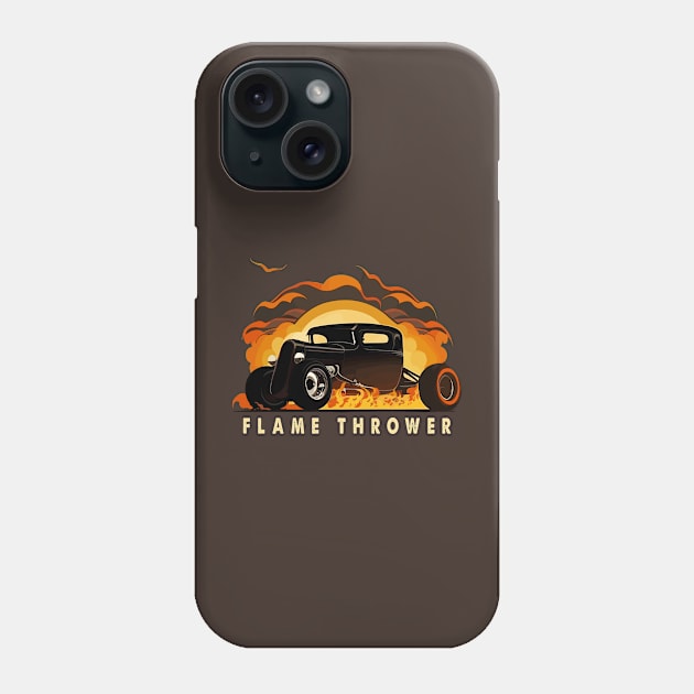 retro hot rod flame thrower Phone Case by Kingrocker Clothing