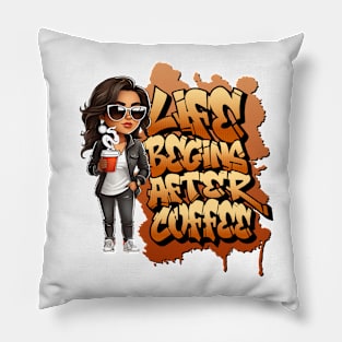 Life begins after coffee 2 Pillow