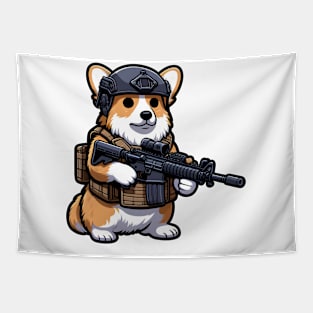 Tactical Corgi Tapestry