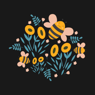 Cute Bee and Flowers T-Shirt