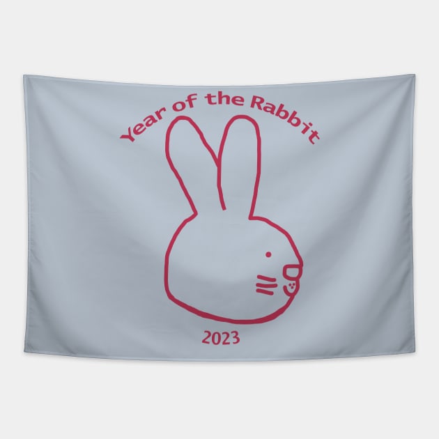 Year of the Rabbit 2023 Viva Magenta Bunny Tapestry by ellenhenryart