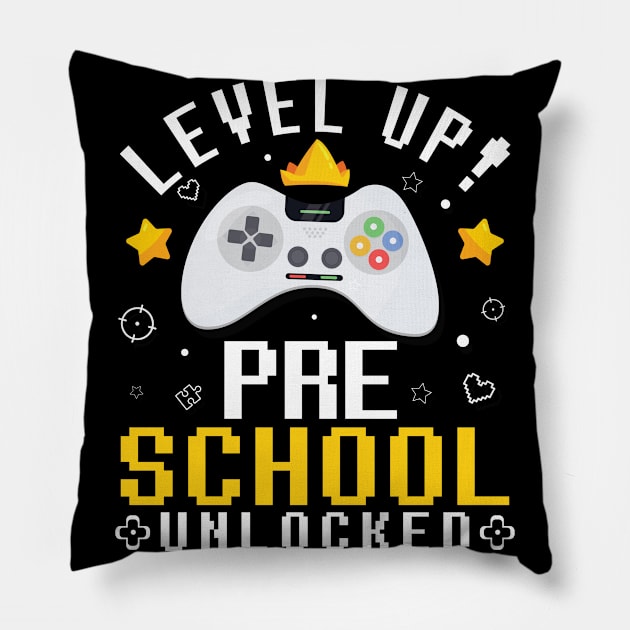 Gamer Fans Students Level Up Preschool Unlocked First Day Of School Pillow by joandraelliot