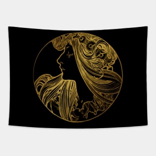 Art nouveau gold silhouette lady 2 Tapestry